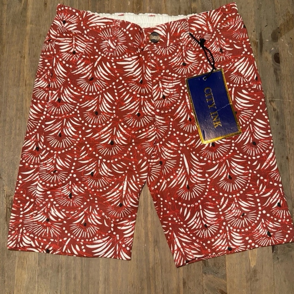 City Ink Boys Red Shorts Size 7 New With Tags